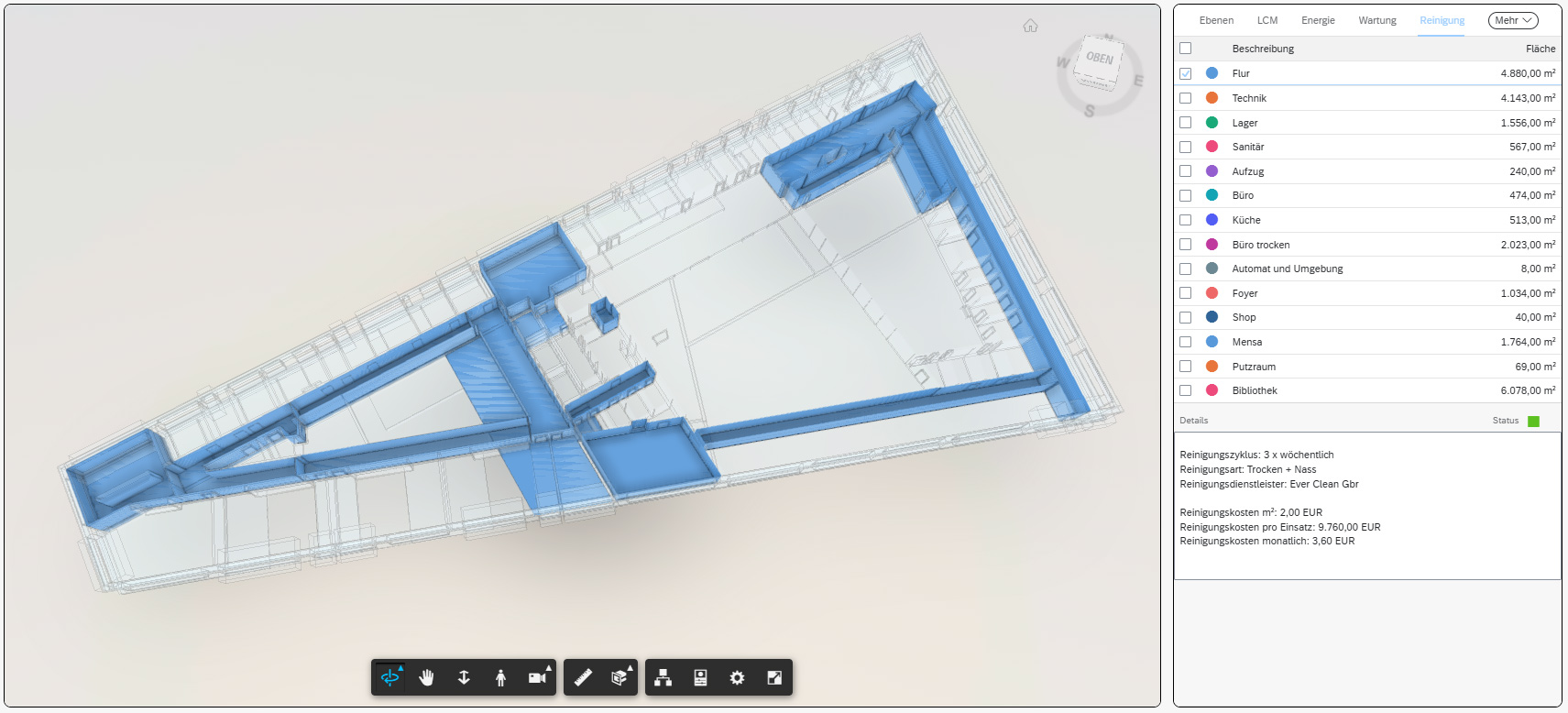BIM Modell Reinigungsflächen